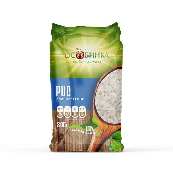 Упаковка Рис длиннозерный - аренда торгового знака Особинка